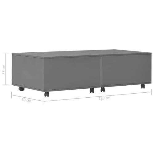 Sofabord 120x60x35 cm konstrueret træ grå højglans
