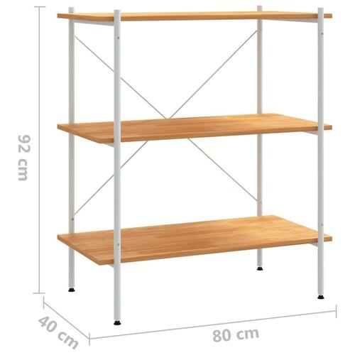 Reol med 3 hylder 80x40x92 cm hvid og egetræsfarvet