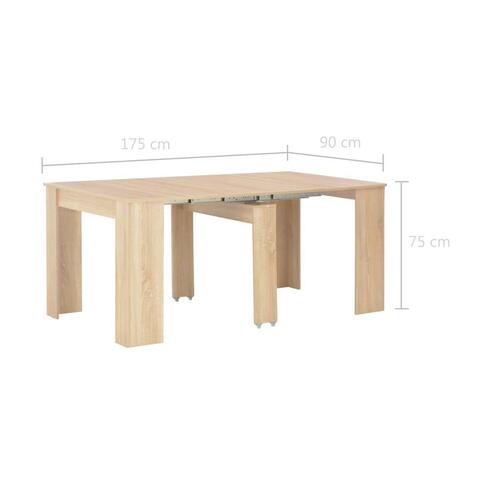 Udvideligt spisebord 175 x 90 x 75 cm sonoma-egetræsfarve
