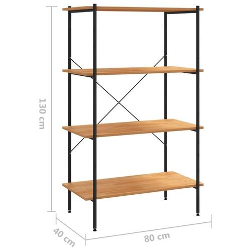 Reol med 4 hylder 80x40x130 cm sort og egetræ