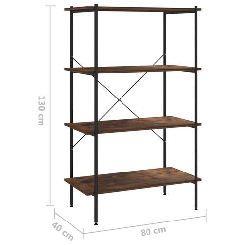 Reol med 4 hylder 80x40x130 cm sort og naturfarvet