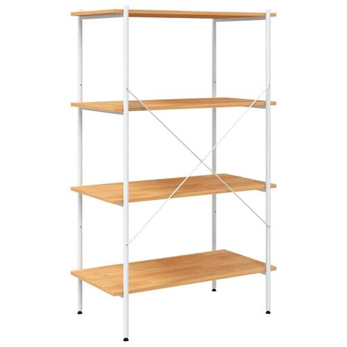 Reol med 4 hylder 80x40x130 cm hvid og egetræsfarvet
