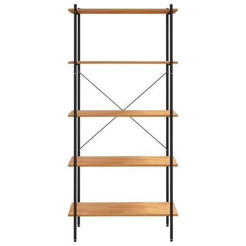 Reol med 5 hylder 80x40x163 cm sort og egetræsfarvet