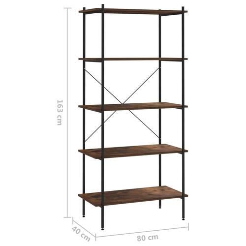 Reol med 5 hylder 80x40x163 cm sort og mørkt træ
