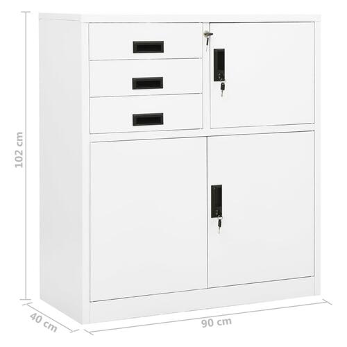 Kontorskab 90x40x102 cm stål hvid