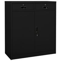 Kontorskab 90x40x102 cm stål sort
