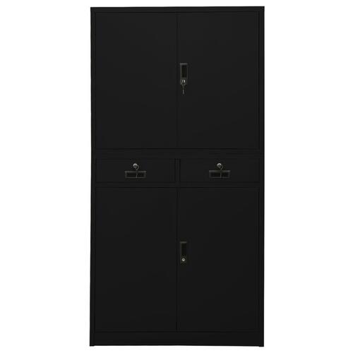 Kontorskab 90x40x180 cm stål sort