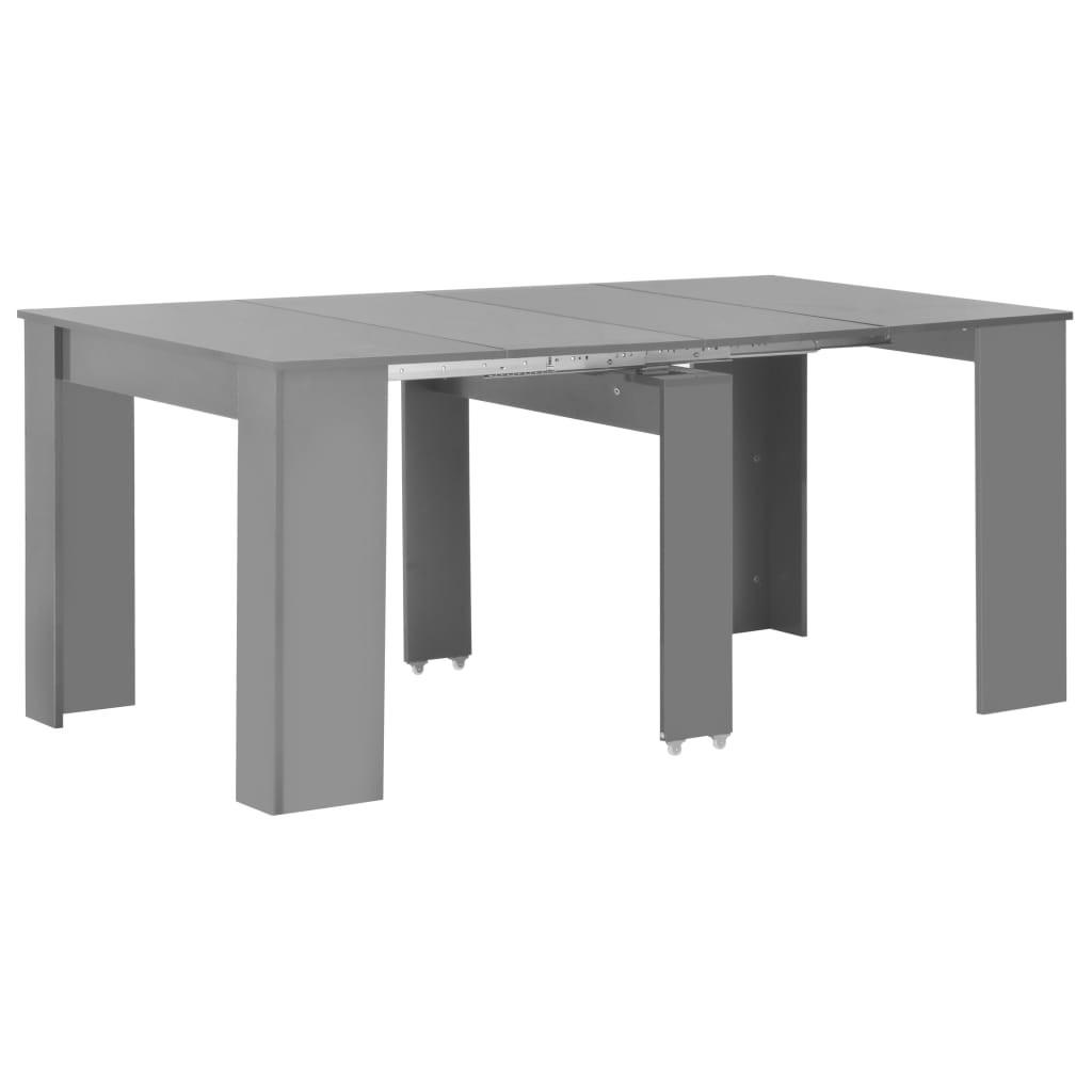 Udvideligt spisebord 175 x 90 x 75 cm grå højglans