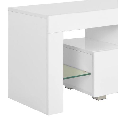 Tv-skab med LED-lys 130x35x45 cm hvid højglans