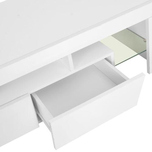 Tv-skab med LED-lys 130x35x45 cm hvid højglans