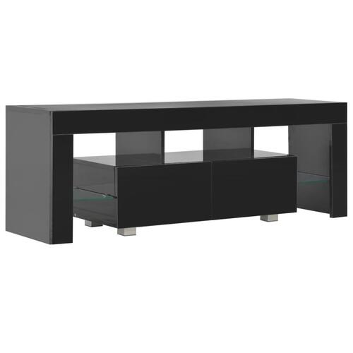 Tv-skab med LED-lys 130x35x45 cm sort højglans