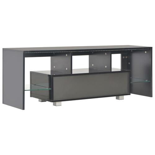 Tv-skab med LED-lys 130x35x45 cm sort højglans