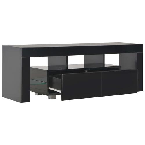 Tv-skab med LED-lys 130x35x45 cm sort højglans