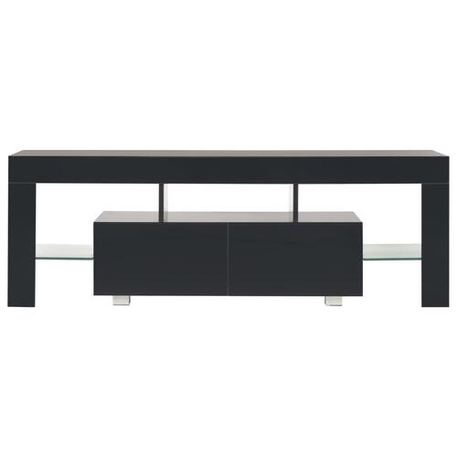 Tv-skab med LED-lys 130x35x45 cm sort højglans
