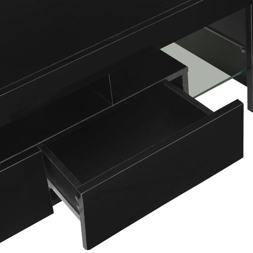 Tv-skab med LED-lys 130x35x45 cm sort højglans