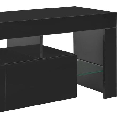 Tv-skab med LED-lys 130x35x45 cm sort højglans