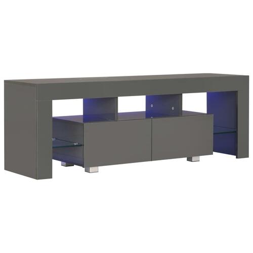 Tv-skab med LED-lys 130x35x45 cm grå højglans