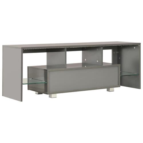 Tv-skab med LED-lys 130x35x45 cm grå højglans