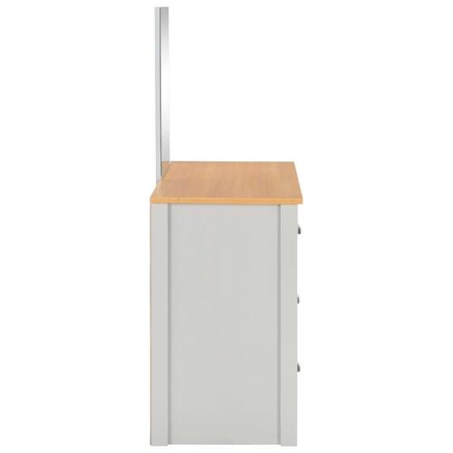 Toiletbord med spejl og skammel 104x45x131 cm grå