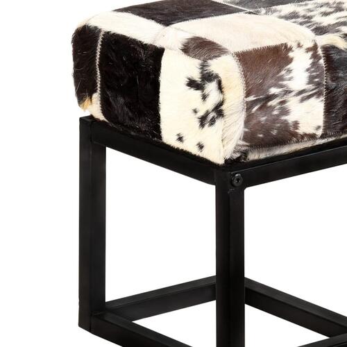 Bænk 160 cm patchwork ægte gedeskind sort