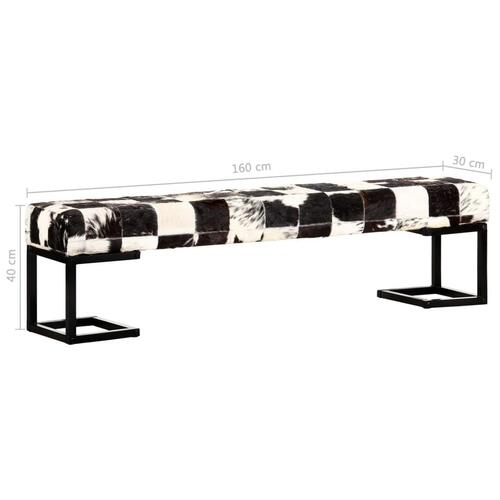 Bænk 160 cm patchwork ægte gedeskind sort