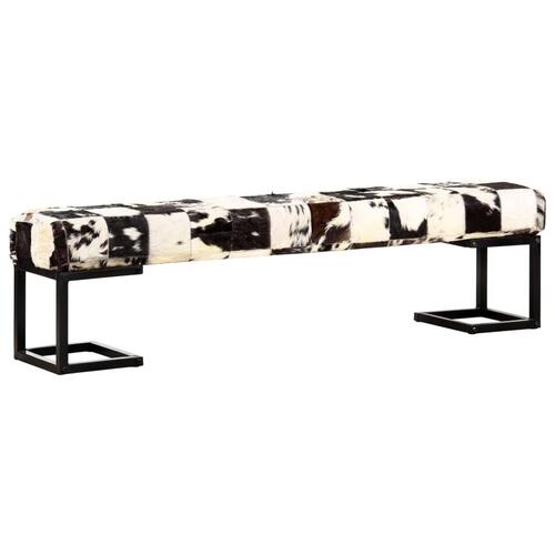 Bænk 160 cm patchwork ægte gedeskind sort