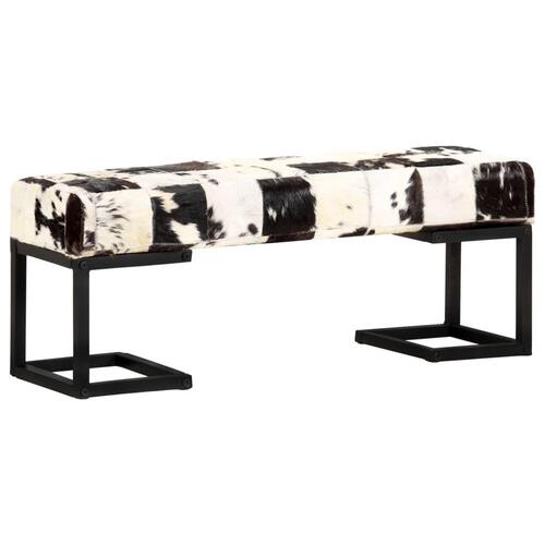 Bænk 110 cm patchwork ægte gedeskind sort