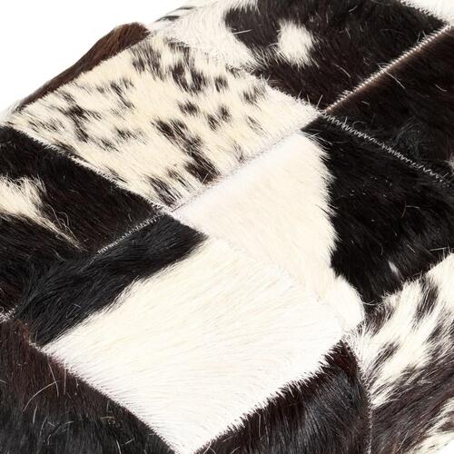 Bænk 110 cm patchwork ægte gedeskind sort