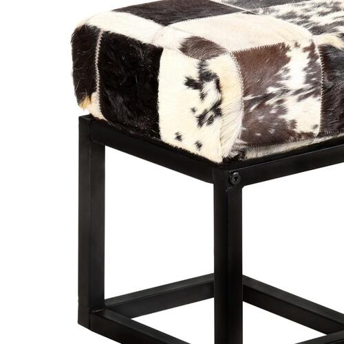 Bænk 110 cm patchwork ægte gedeskind sort