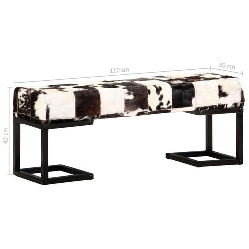Bænk 110 cm patchwork ægte gedeskind sort