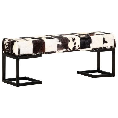 Bænk 110 cm patchwork ægte gedeskind sort