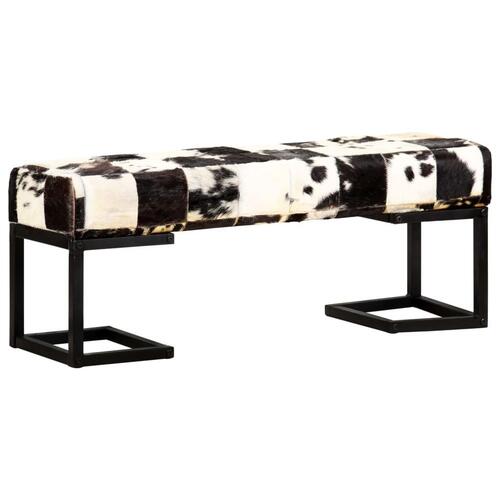 Bænk 110 cm patchwork ægte gedeskind sort