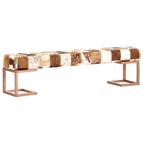 Bænk 160 cm patchwork ægte gedeskind brun
