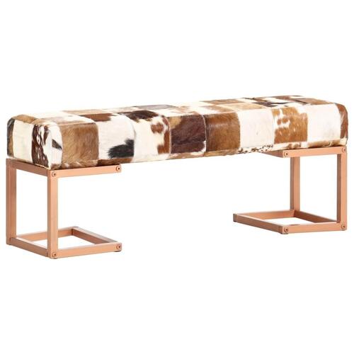 Bænk 110 cm patchwork ægte gedeskind brun
