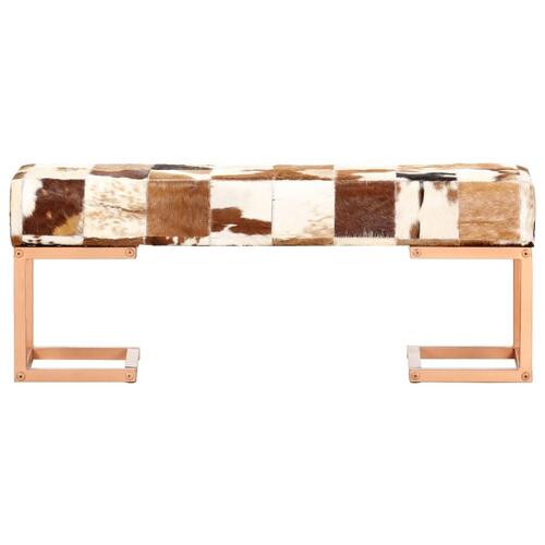 Bænk 110 cm patchwork ægte gedeskind brun