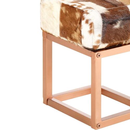 Bænk 110 cm patchwork ægte gedeskind brun