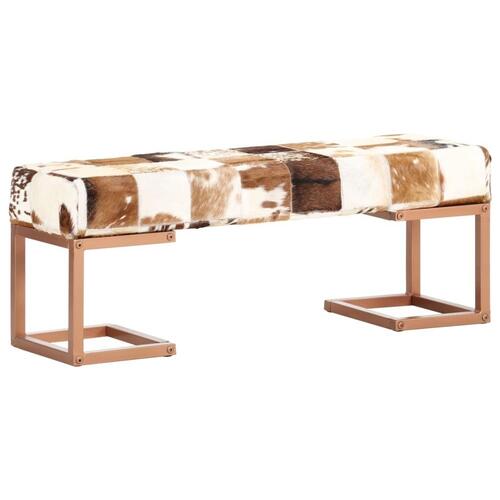 Bænk 110 cm patchwork ægte gedeskind brun