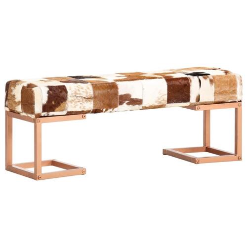 Bænk 110 cm patchwork ægte gedeskind brun