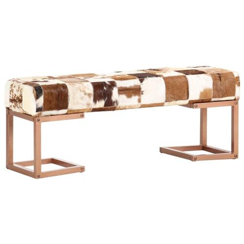 Bænk 110 cm patchwork ægte gedeskind brun