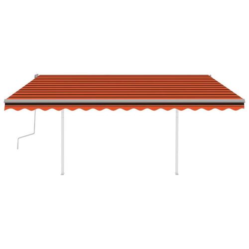 Markise m. stolper 4x3 m manuel betjening orange og brun