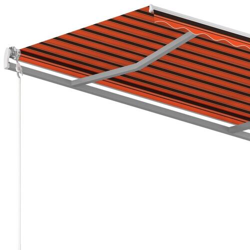 Markise m. stolper 4x3 m manuel betjening orange og brun
