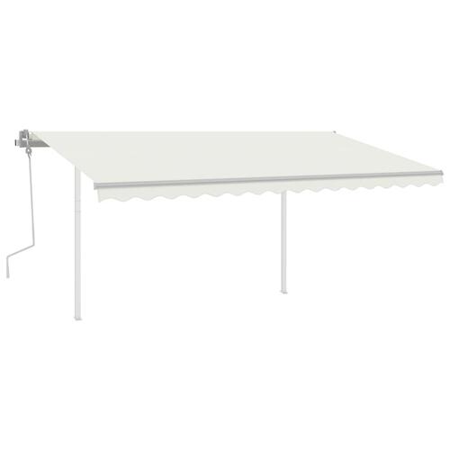 Foldemarkise m. LED-lys 4x3 m manuel betjening cremefarvet