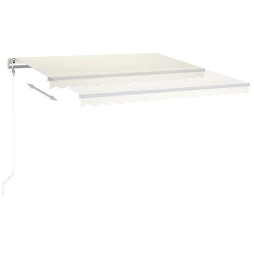 Foldemarkise m. LED-lys 4x3 m manuel betjening cremefarvet