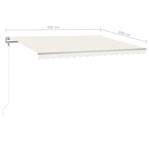 Foldemarkise m. LED-lys 4x3 m manuel betjening cremefarvet