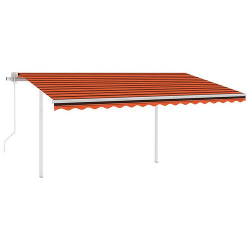 Markise med stolper 4x3 m automatisk betjening orange og brun