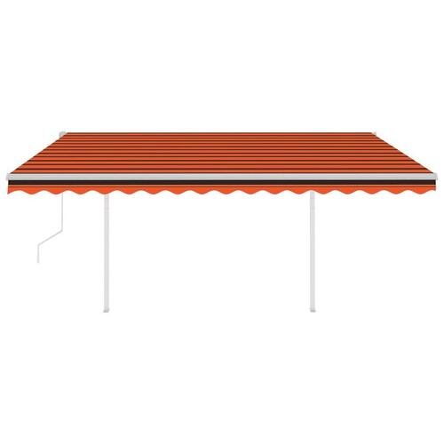 Markise med stolper 4x3 m automatisk betjening orange og brun