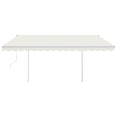 Markise m. LED + vindsensor 4x3 m automatisk cremefarvet