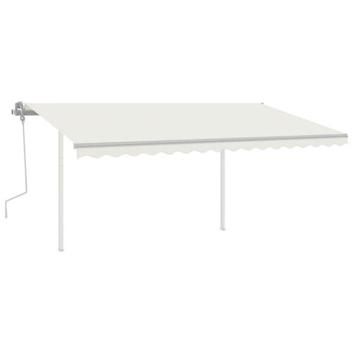 Markise m. stolper 4,5x3 m manuel betjening cremefarvet