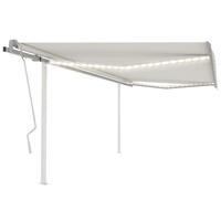 Markise med LED-lys 4,5x3 m manuel betjening cremefarvet