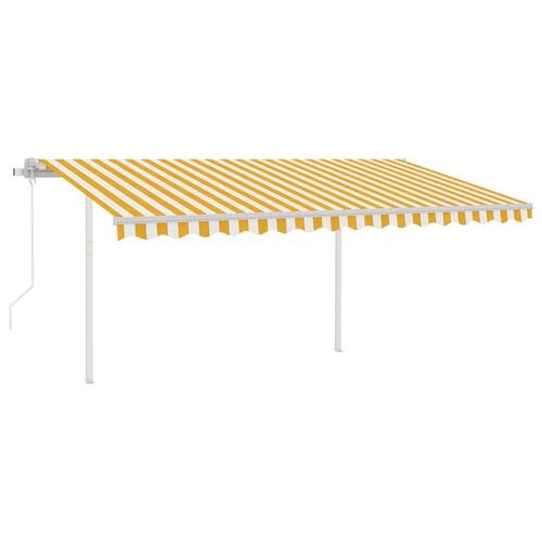 Markise m. LED + vindsensor 4,5x3 m automatisk gul og hvid